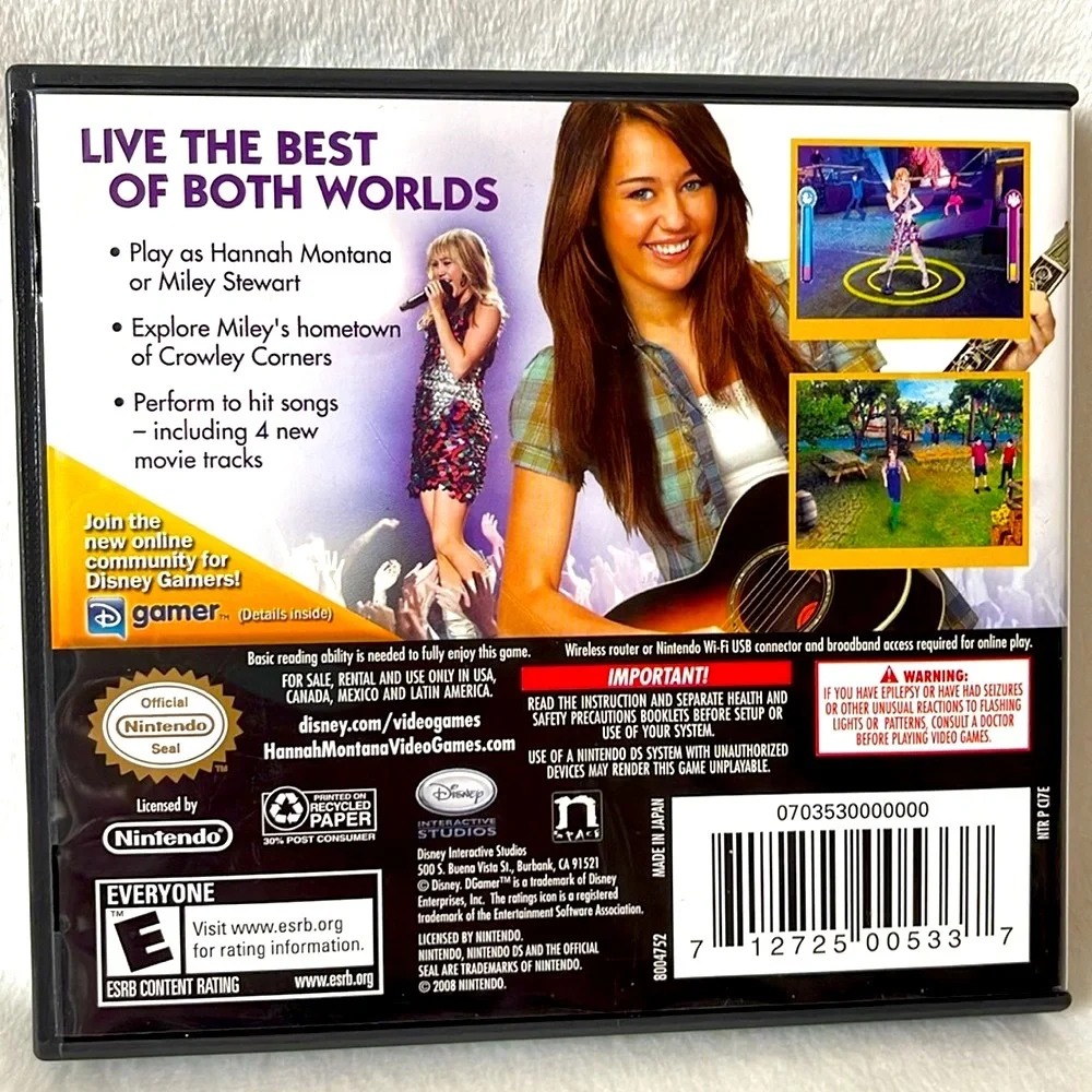 Nintendo DS Hanna Montana The Movie Video Game Complete with Manual & Case